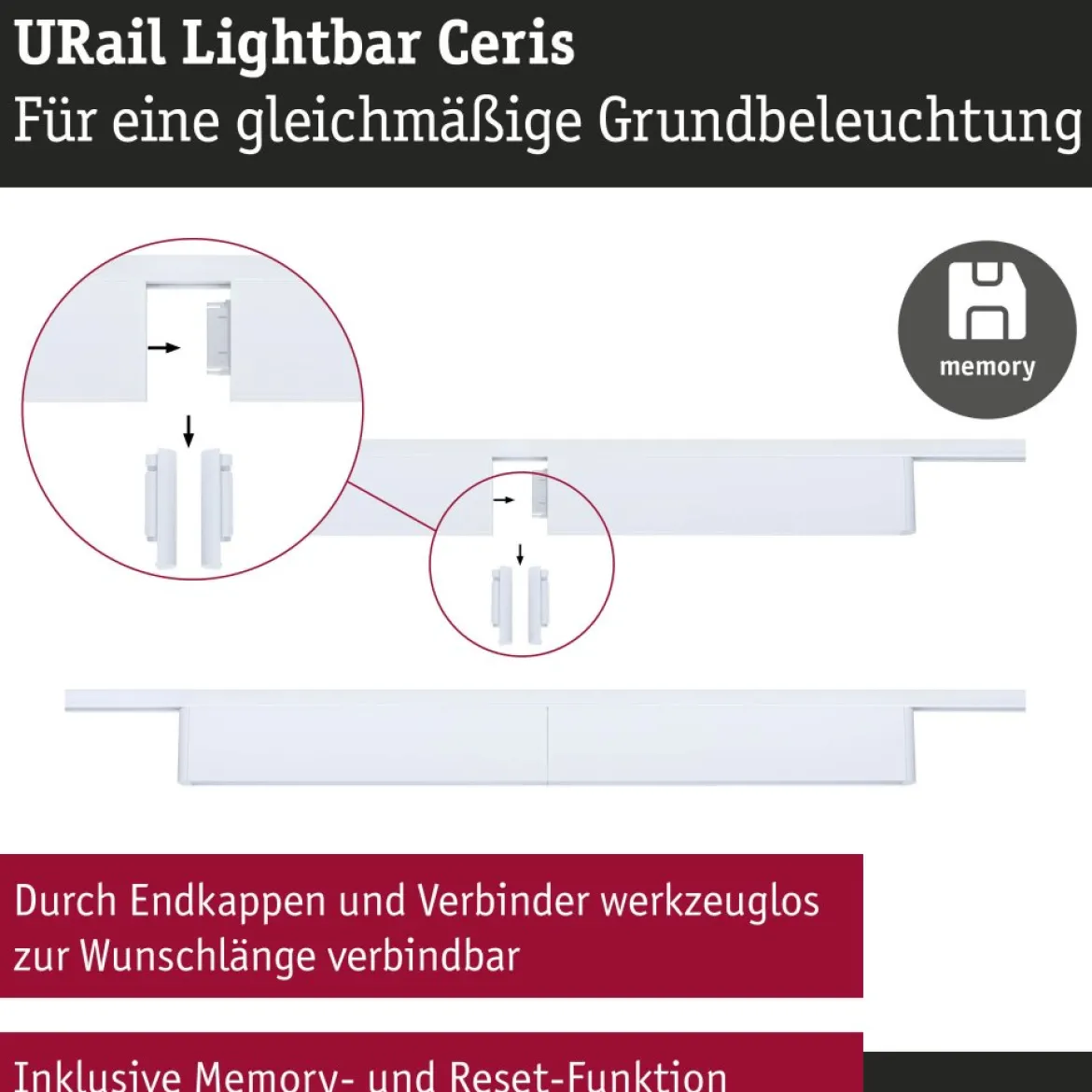 Paulmann 95707 URail Lightbar Ceris Signalweiß 3000K 3-Step-Dim