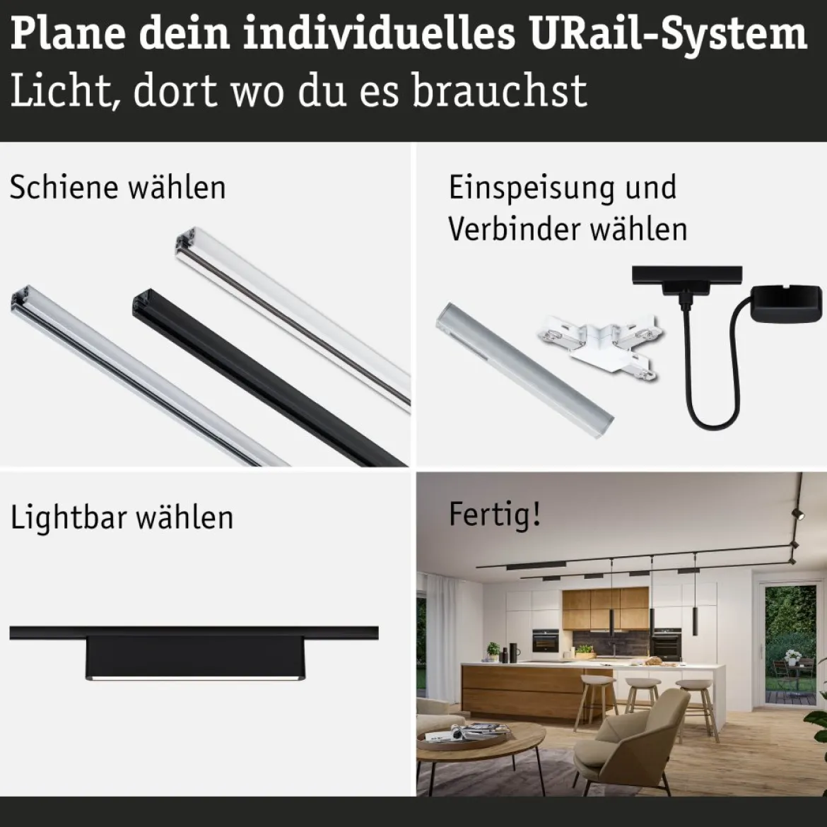 Paulmann 95709 URail Lightbar Ceris Schwarz matt 3000K 3-Step-Dim