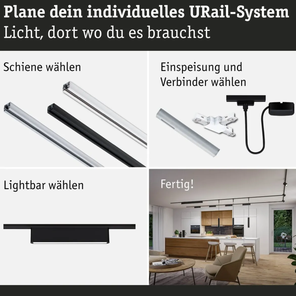 Paulmann 95710 URail Lightbar Ceris Schwarz matt 4000K 3-Step-Dim
