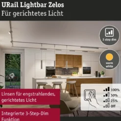 Paulmann 95717 URail Lightbar Zelos Chrom matt 3000K 3-Step-Dim