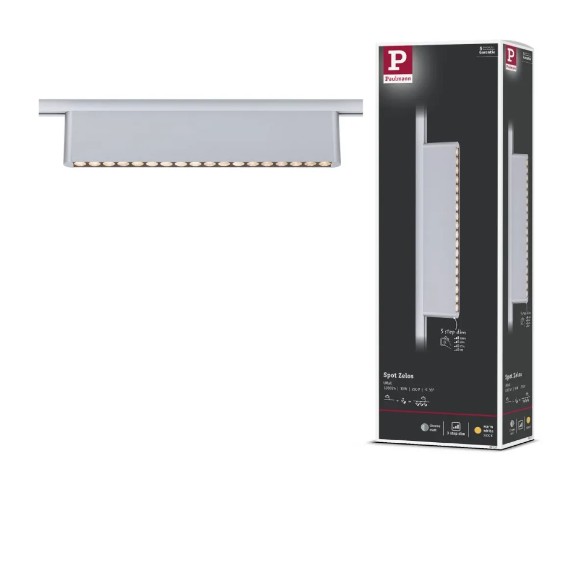 Paulmann 95717 URail Lightbar Zelos Chrom matt 3000K 3-Step-Dim
