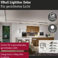 Paulmann 95718 URail Lightbar Zelos Chrom matt 4000K 3-Step-Dim