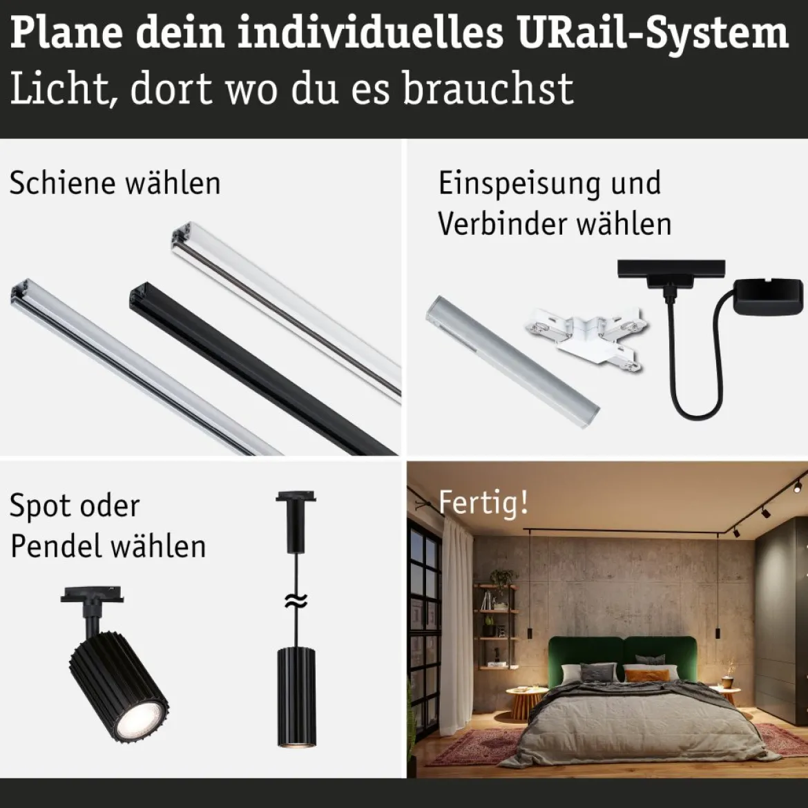 Paulmann 93146 URail Pendel Lirena Schwarz max.10W GU10
