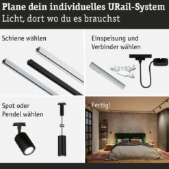 Paulmann 93148 URail Schienenspot Lirena Schwarz max.10W GU10