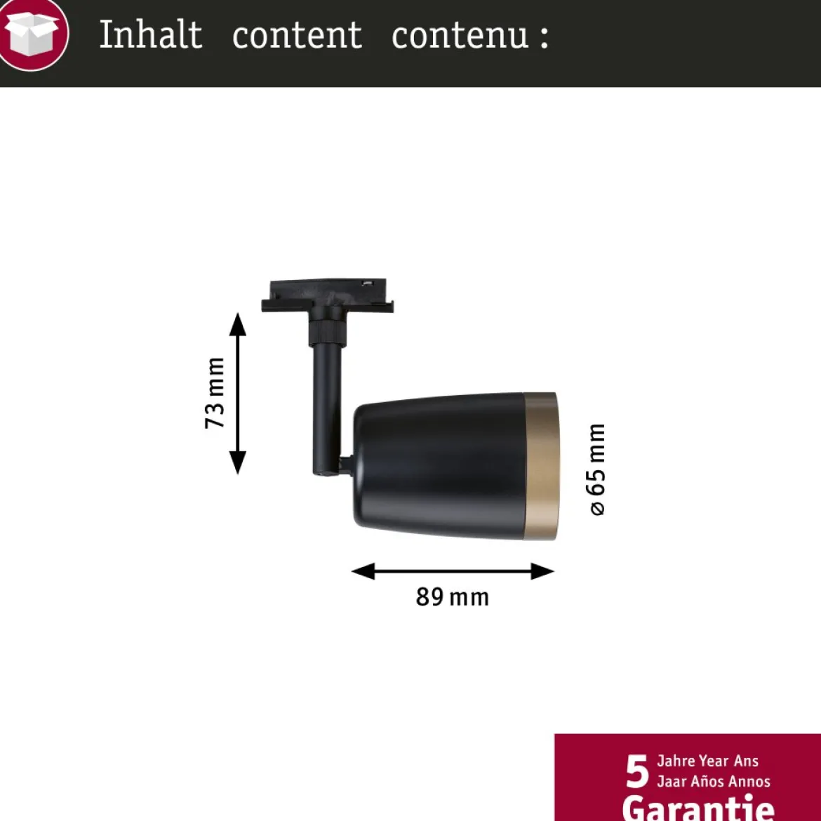 Paulmann 93137 URail Schienenspot Cover GU10 max. 10W 230V Schwarz Gold matt