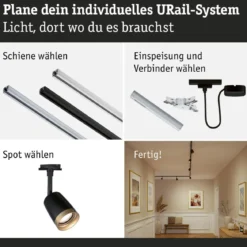 Paulmann 93137 URail Schienenspot Cover GU10 max. 10W 230V Schwarz Gold matt