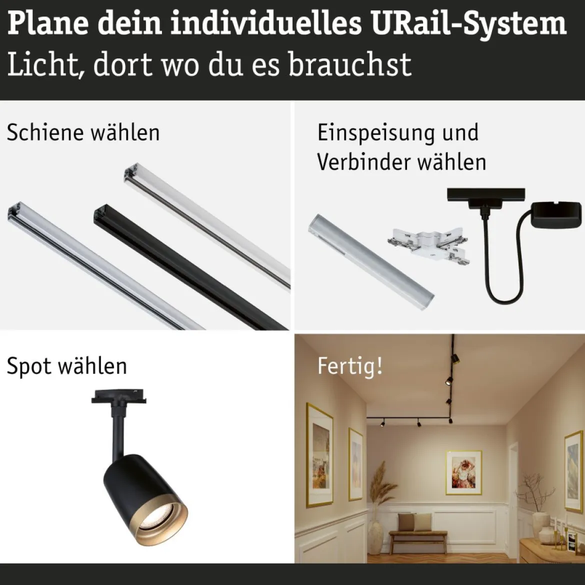 Paulmann 93137 URail Schienenspot Cover GU10 max. 10W 230V Schwarz Gold matt