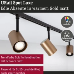 Paulmann 94917 URail Schienenspot Luxe GU10 max. 10W 230V Gold matt Schwarz matt