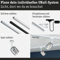 Paulmann 95700 URail Schienenspot Blossom G9 dimmbar 230V Signalweiß Rauchglas