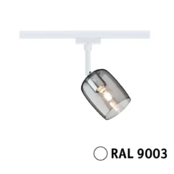 Paulmann 95700 URail Schienenspot Blossom G9 dimmbar 230V Signalweiß Rauchglas