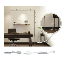 Paulmann 95658 URail Schienensystem Einspeisung Kabel mit Schalter 2m Chrom matt