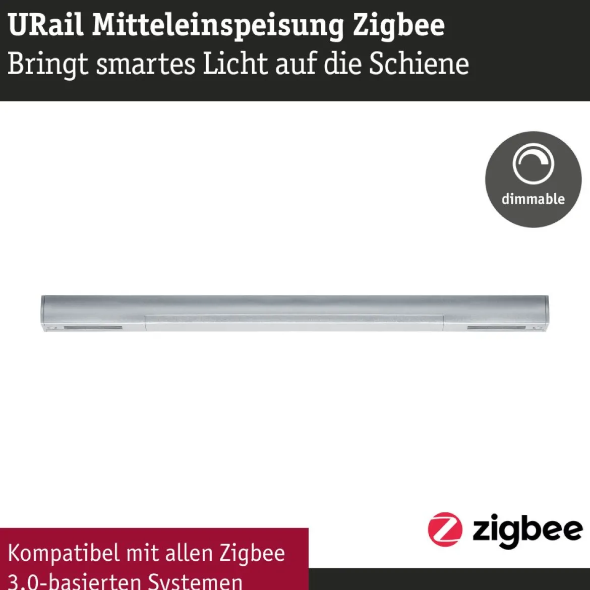 Paulmann 95667 URail Smart Home ZigBee Mittel-Einspeisung max. 100W Chrom matt