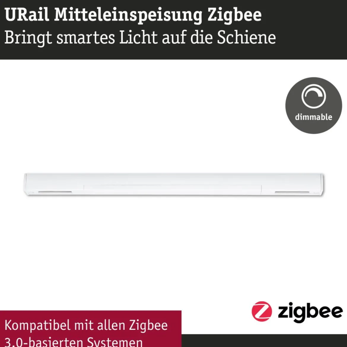 Paulmann 95668 URail Smart Home ZigBee Mittel-Einspeisung max. 100W Signalweiß RAL 9003