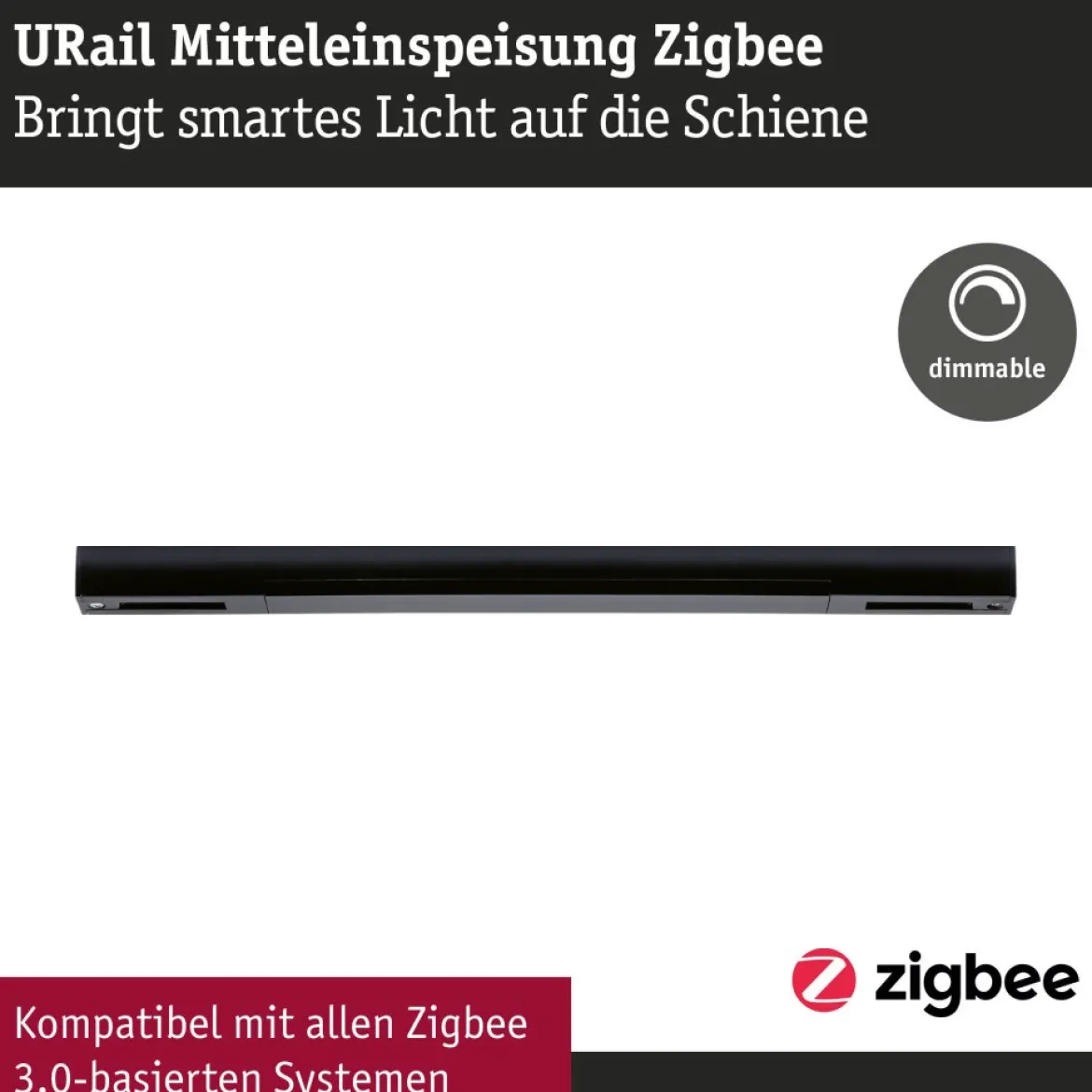 Paulmann 95669 URail Smart Home ZigBee Mittel-Einspeisung max. 100W Schwarz matt