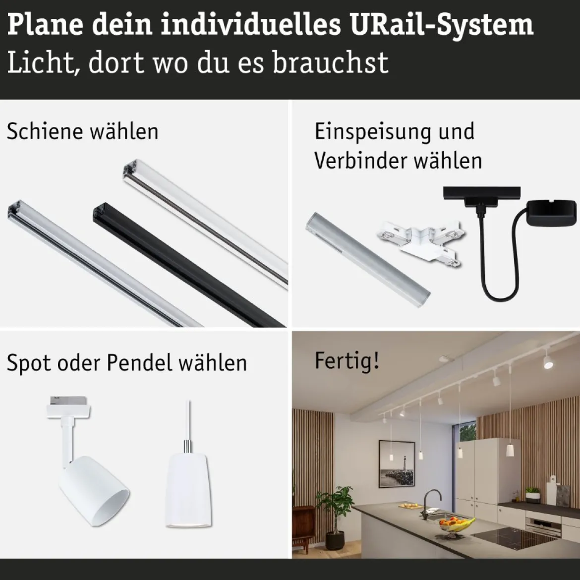 Paulmann 95671 URail Smart Home ZigBee Kabel-Einspeisung max. 100W Signalweiß RAL 9003