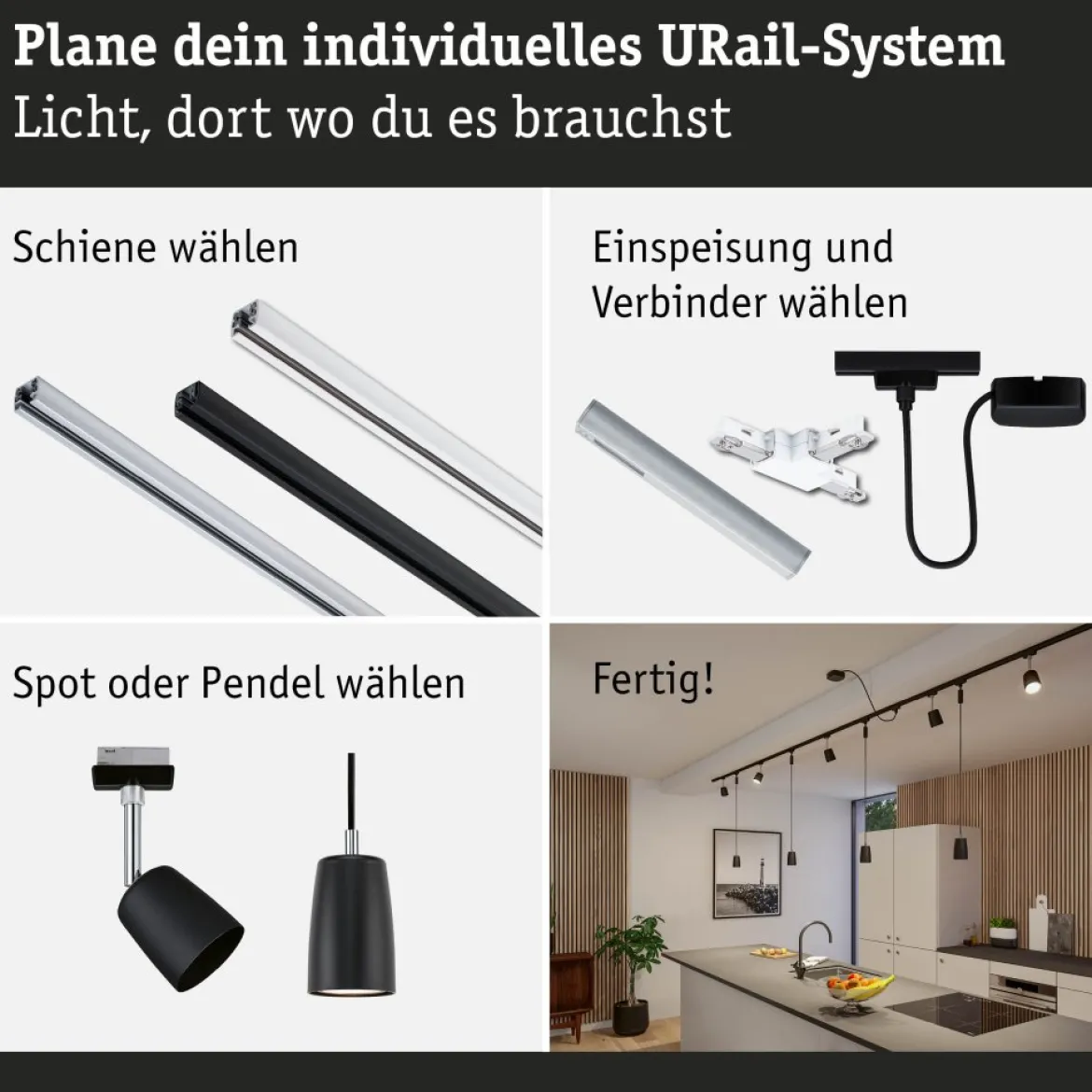 Paulmann 95672 URail Smart Home ZigBee Kabel-Einspeisung max. 100W Schwarz matt
