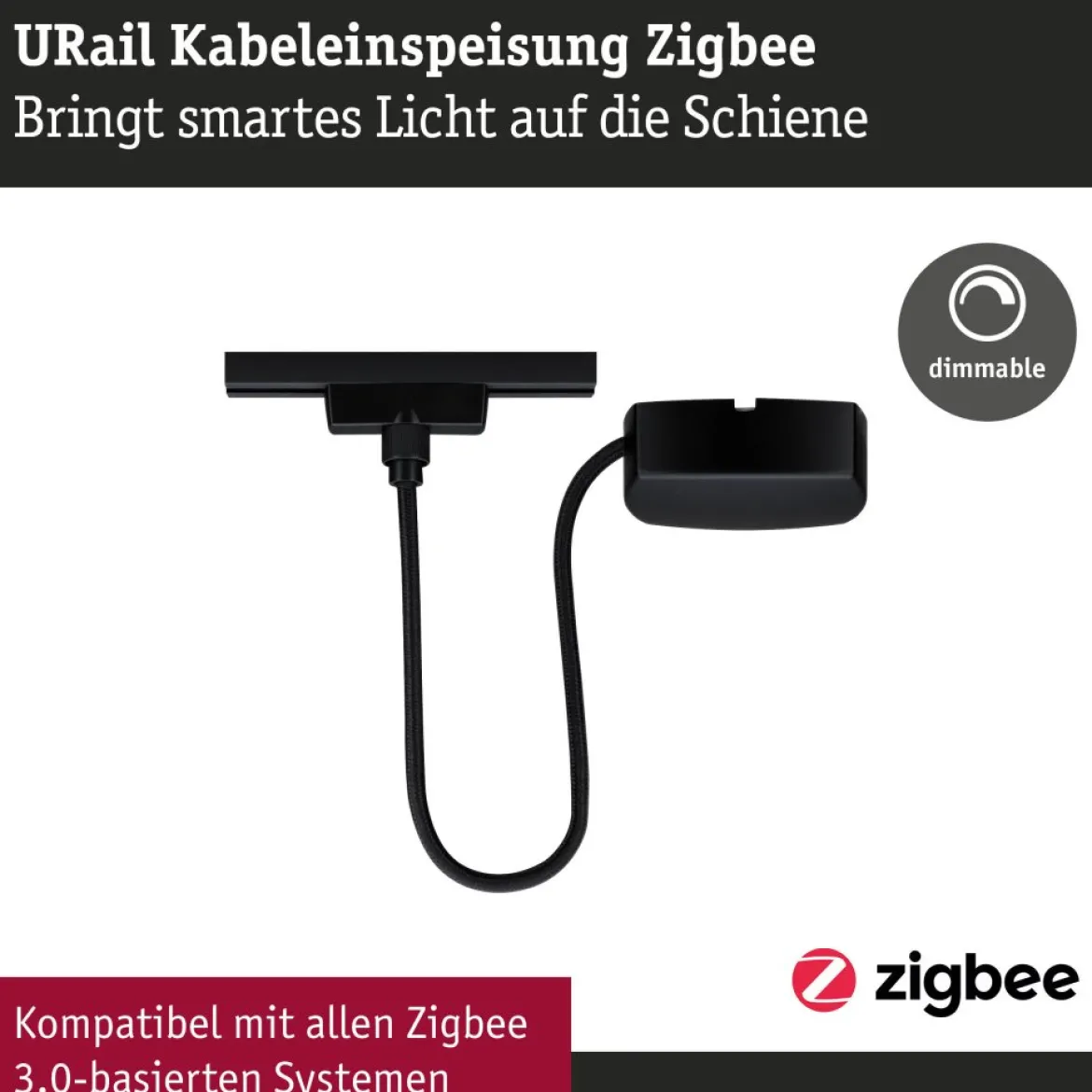 Paulmann 95672 URail Smart Home ZigBee Kabel-Einspeisung max. 100W Schwarz matt
