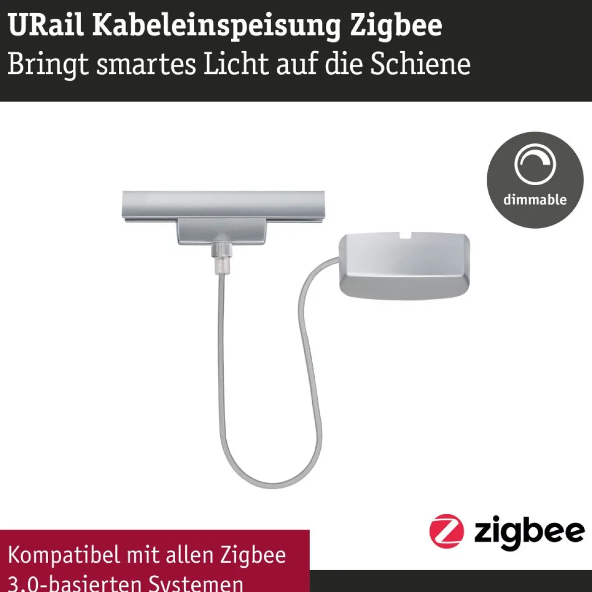 Paulmann 95670 URail Zubehör Smart Home ZigBee Kabel-Einspeisung max. 100W Chrom matt