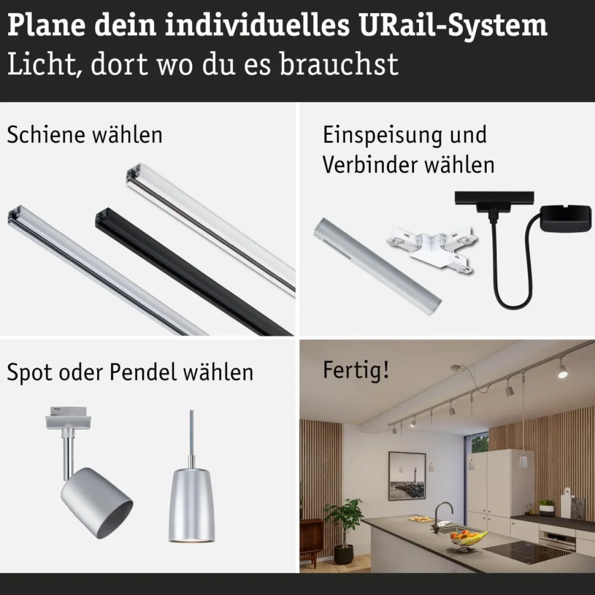 Paulmann 95670 URail Zubehör Smart Home ZigBee Kabel-Einspeisung max. 100W Chrom matt