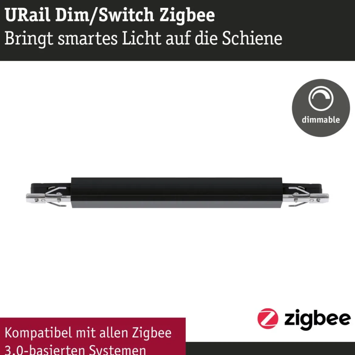 Paulmann 95675 URail Zubehör Smart Home ZigBee Dimm Switch max. 50W Schwarz matt