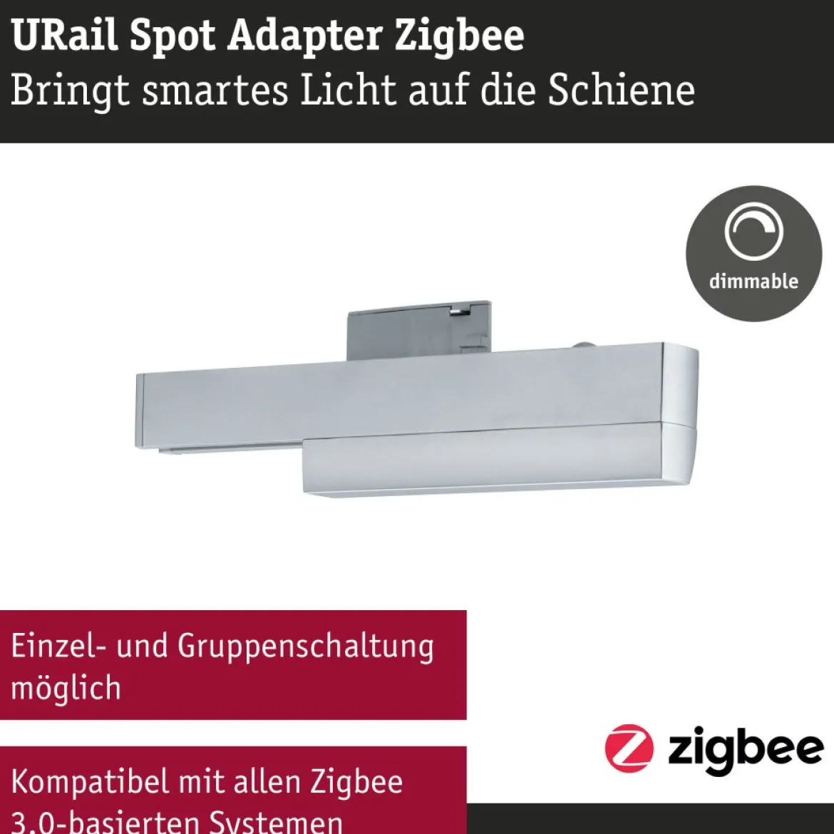 Paulmann 95676 URail Zubehör Smart Home ZigBee Schienenadapter max. 20W Chrom matt