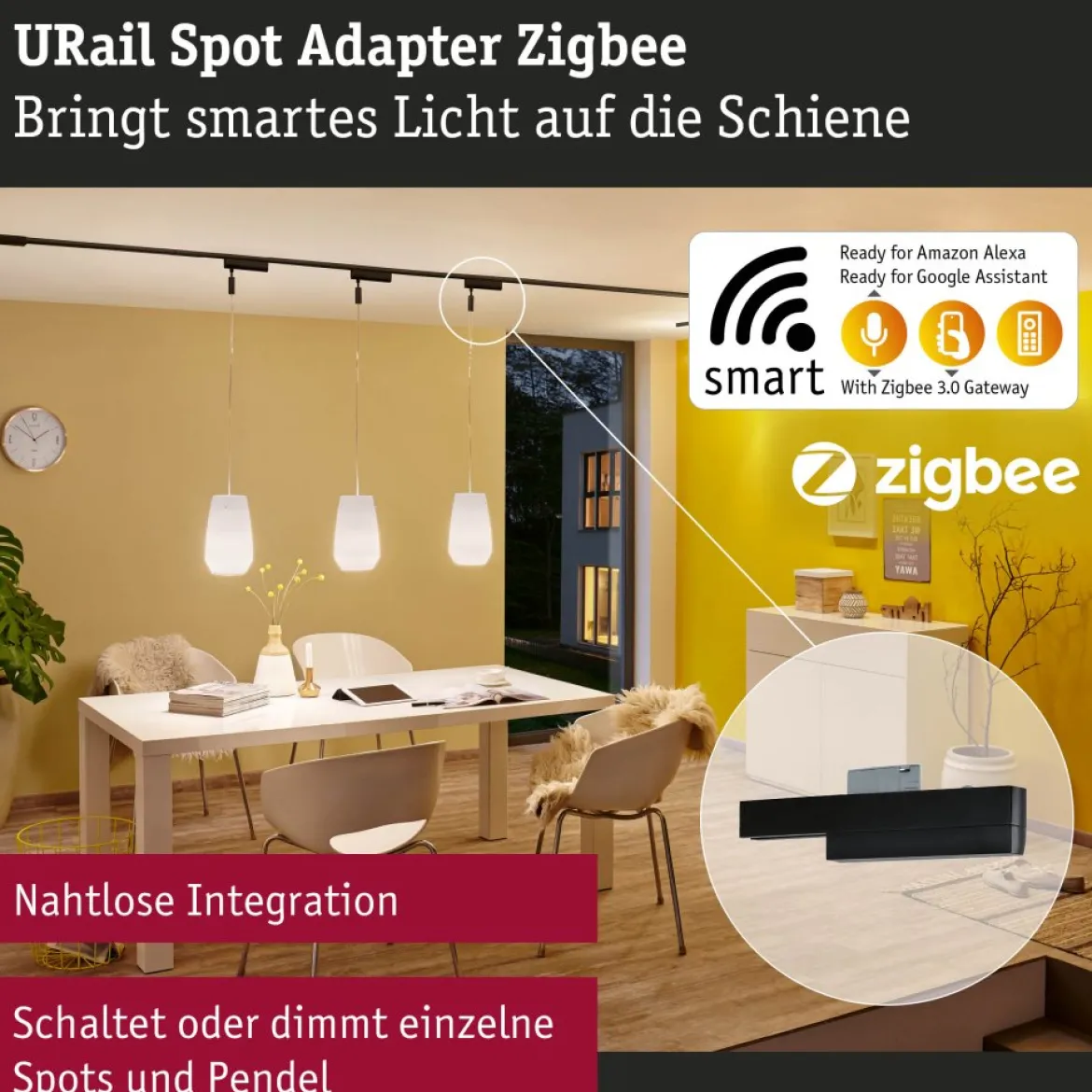 Paulmann 95678 URail Zubehör Smart Home ZigBee Schienenadapter max. 20W Schwarz matt