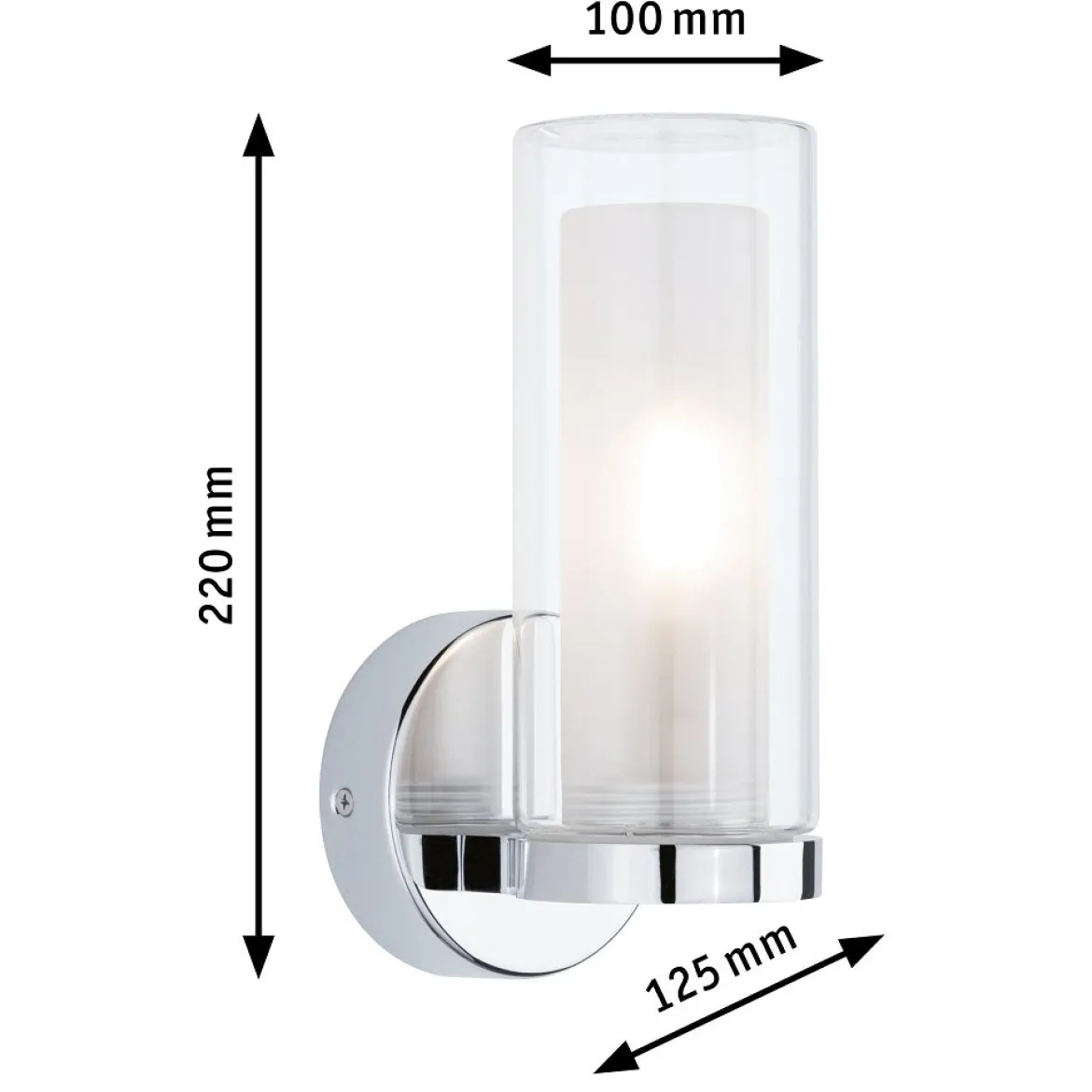 Paulmann 71076 Wandleuchte Luena Glas Chrom einfacher Lichtaustritt IP44