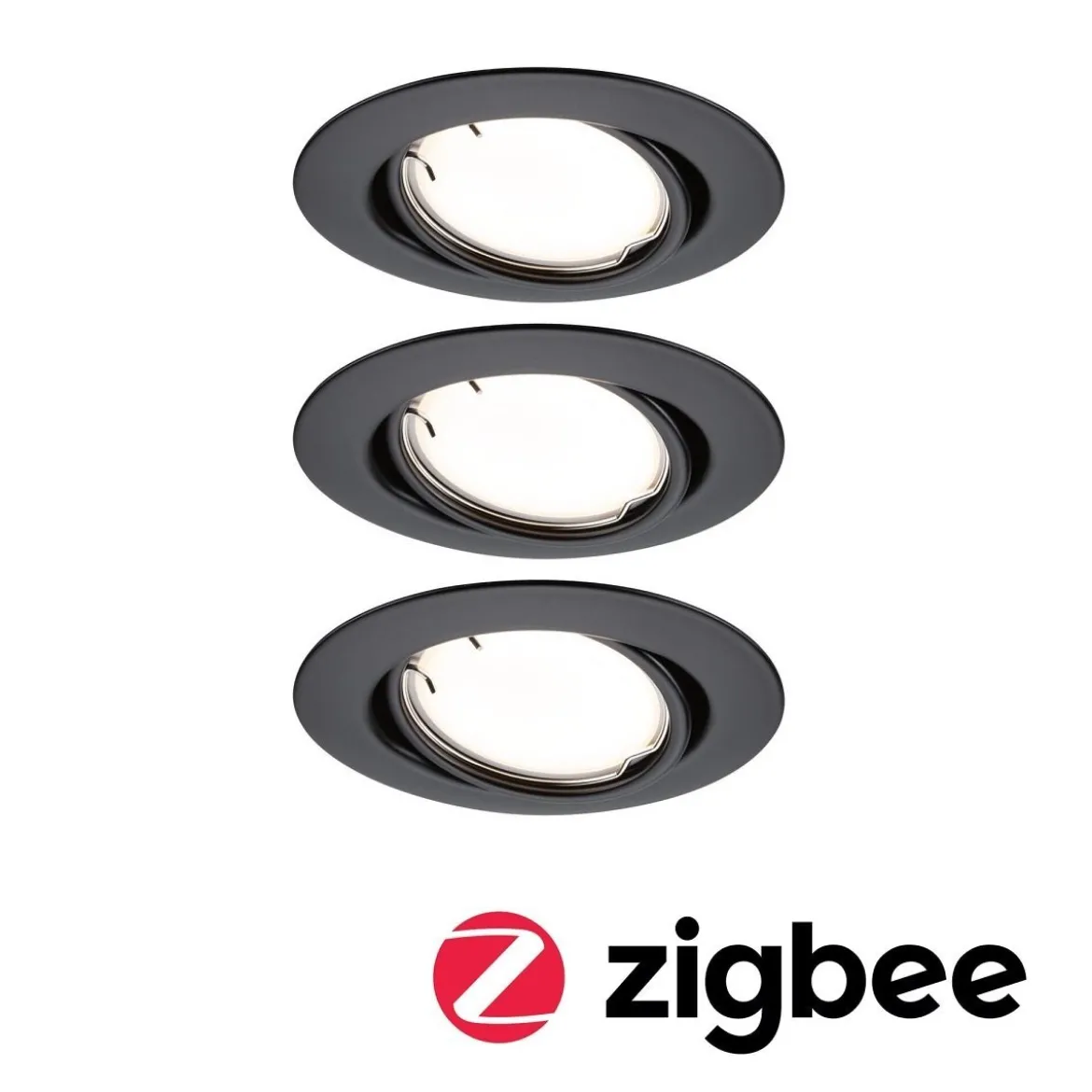 Paulmann 92465 Zigbee LED Einbauleuchte Base Coin Basisset Schwarz matt 3000K