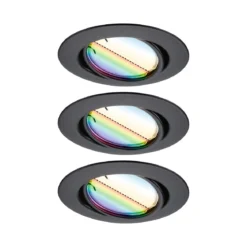 Paulmann 92468 Zigbee LED Einbauleuchte Base Coin Basisset RGBW Schwarz matt 3000K