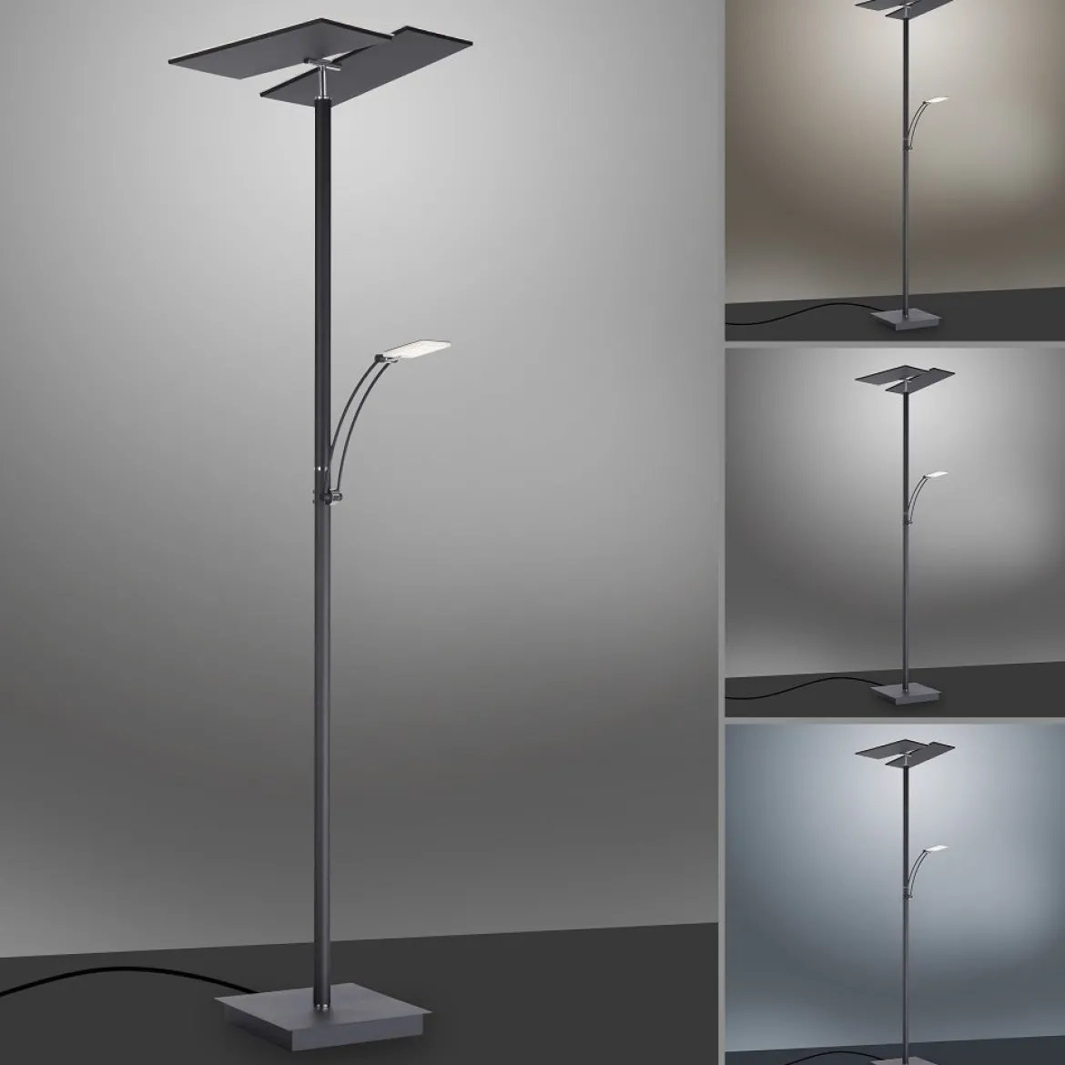 Paul Neuhaus 687-13 ARTUR LED Stehleuchte anthrazit mit Lesearm dimmbar