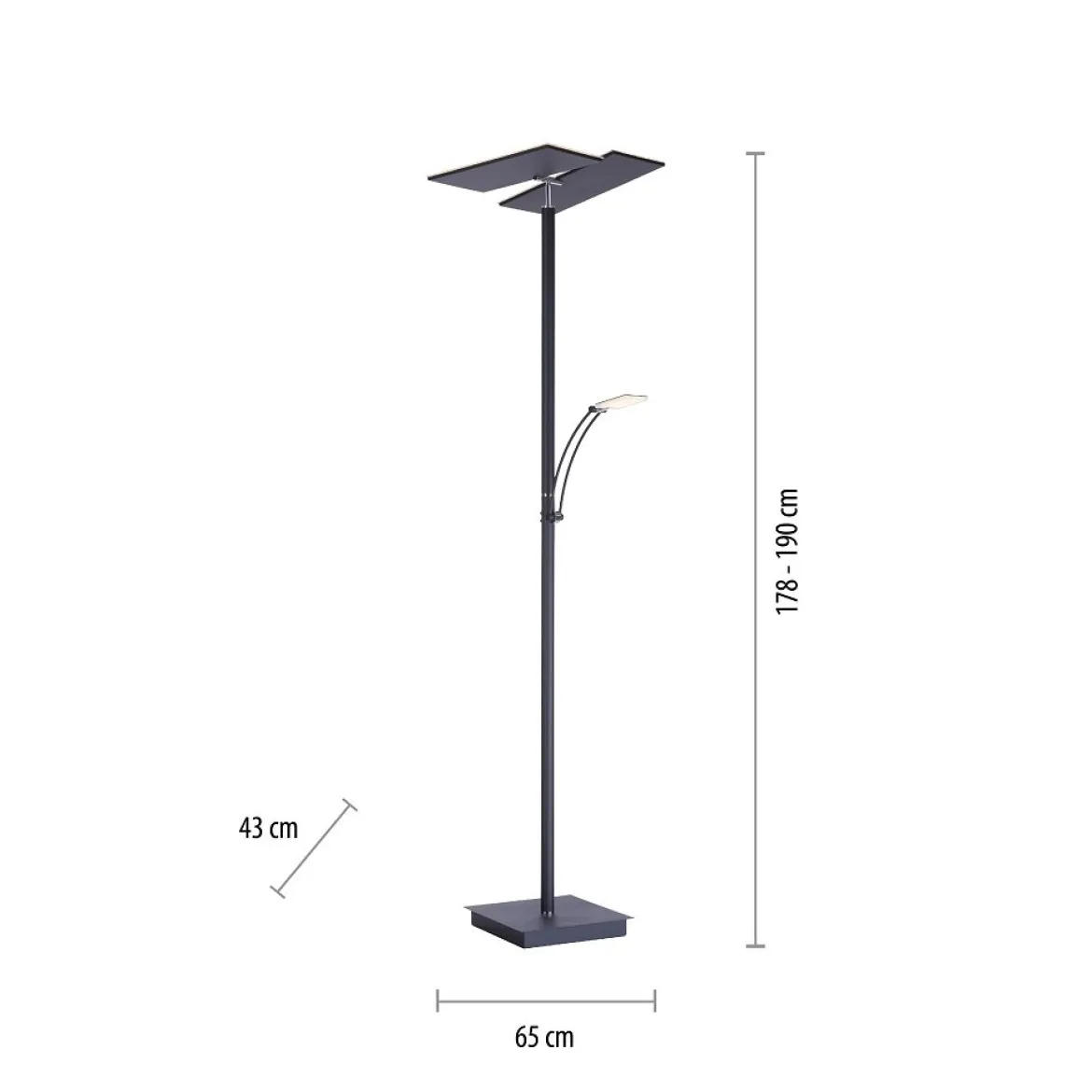 Paul Neuhaus 687-13 ARTUR LED Stehleuchte anthrazit mit Lesearm dimmbar