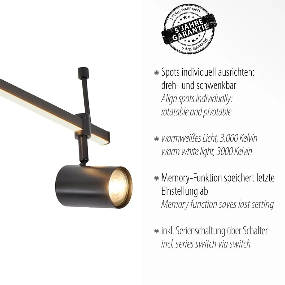 Paul Neuhaus 6525-18 BARIK LED Deckenleuchte 4-flammig Schwarz