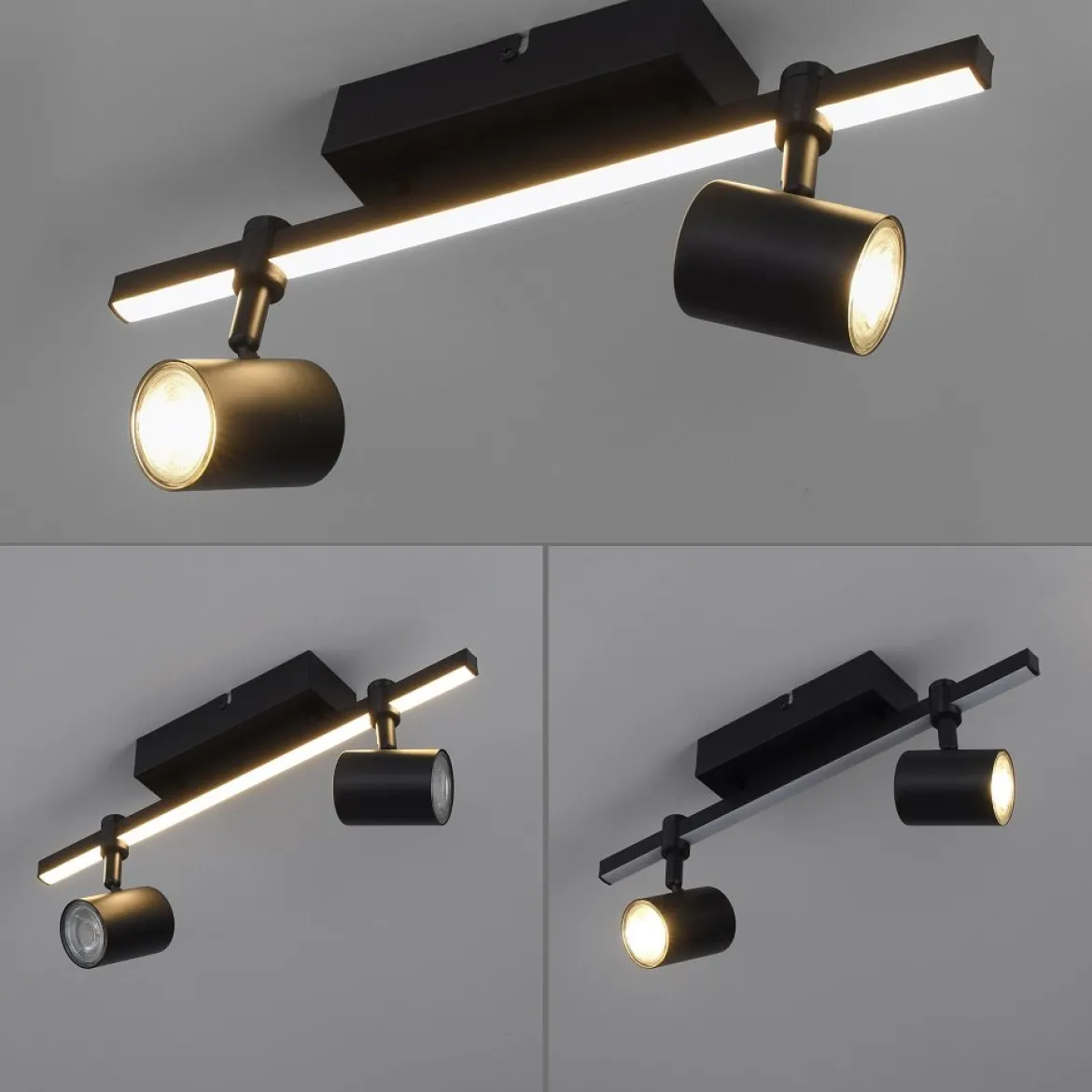 Paul Neuhaus 6524-18 BARIK LED Wand- und Deckenleuchte 2-flammig Schwarz