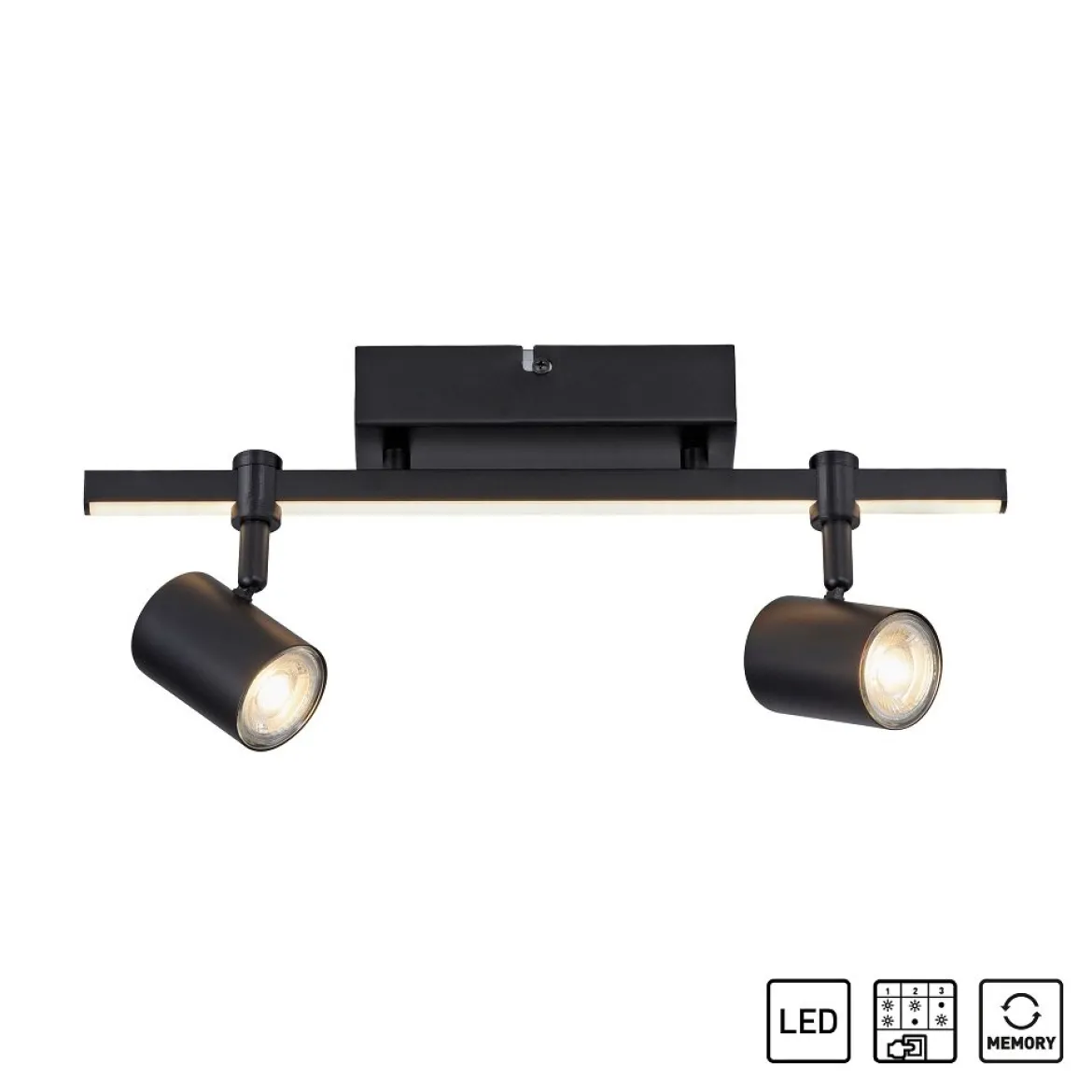 Paul Neuhaus 6524-18 BARIK LED Wand- und Deckenleuchte 2-flammig Schwarz