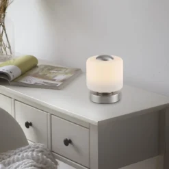 Paul Neuhaus 4037-55 Bota Tischleuchte silberfarben rund Touchdimmer