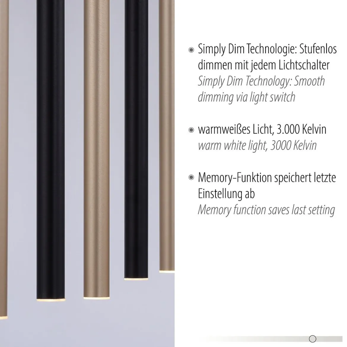 Paul Neuhaus 2117-18 Flute LED Pendelleuchte 7-flammig schwarz messing Simply Dim