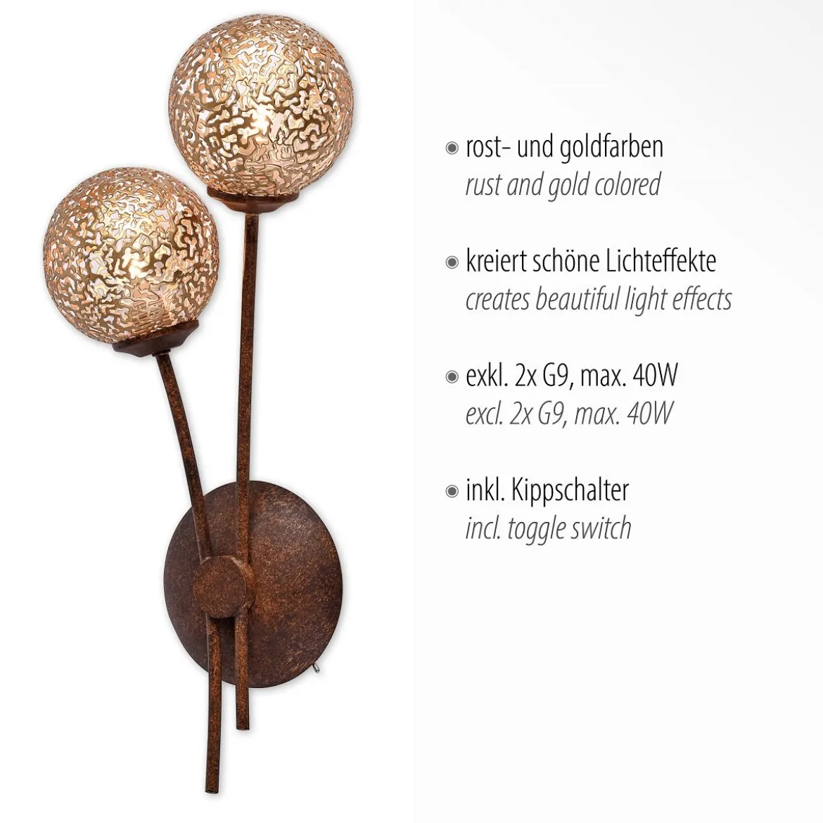 Paul Neuhaus 9032-48 GRETA Wandleuchte 2-flammig rost