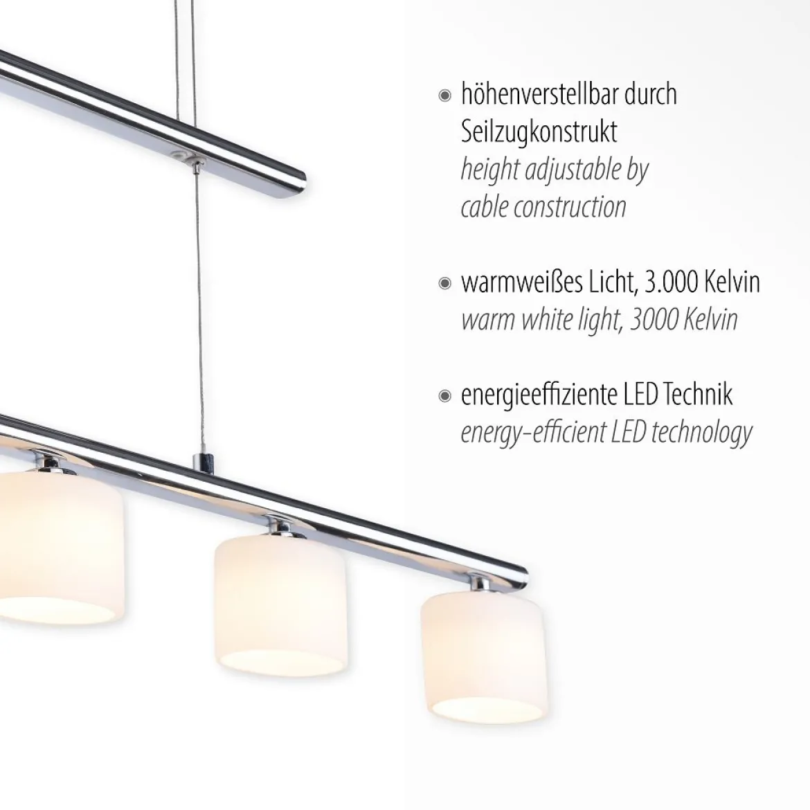 Paul Neuhaus 2209-55 HYDRA Pendelleuchte 5-flammig silberfarbig höhenverstellbar