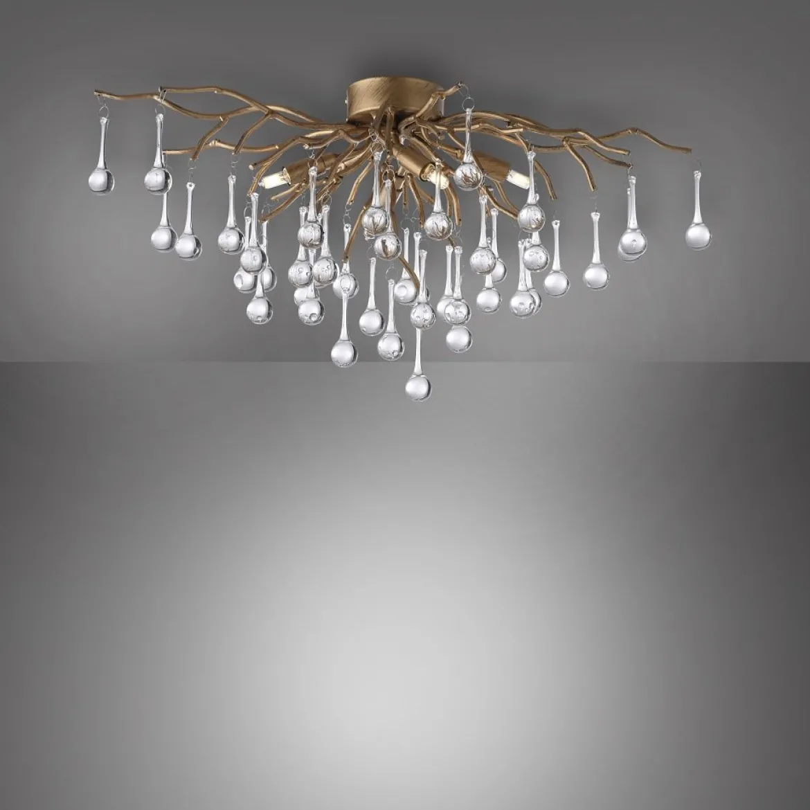 Paul Neuhaus 8090-11 ICICLE Deckenleuchte 4-flammig Altmessing mit Glasbehang