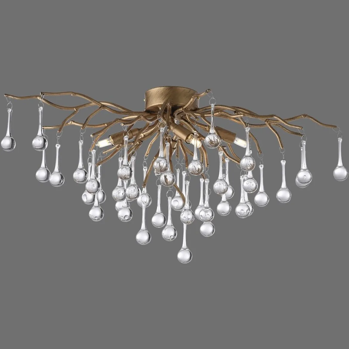 Paul Neuhaus 8090-11 ICICLE Deckenleuchte 4-flammig Altmessing mit Glasbehang