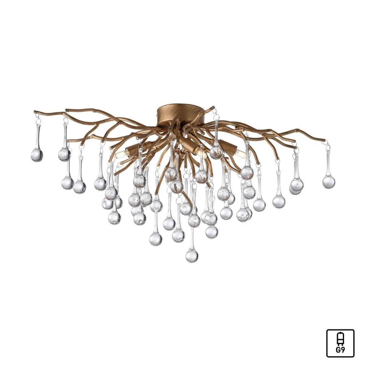 Paul Neuhaus 8090-11 ICICLE Deckenleuchte 4-flammig Altmessing mit Glasbehang