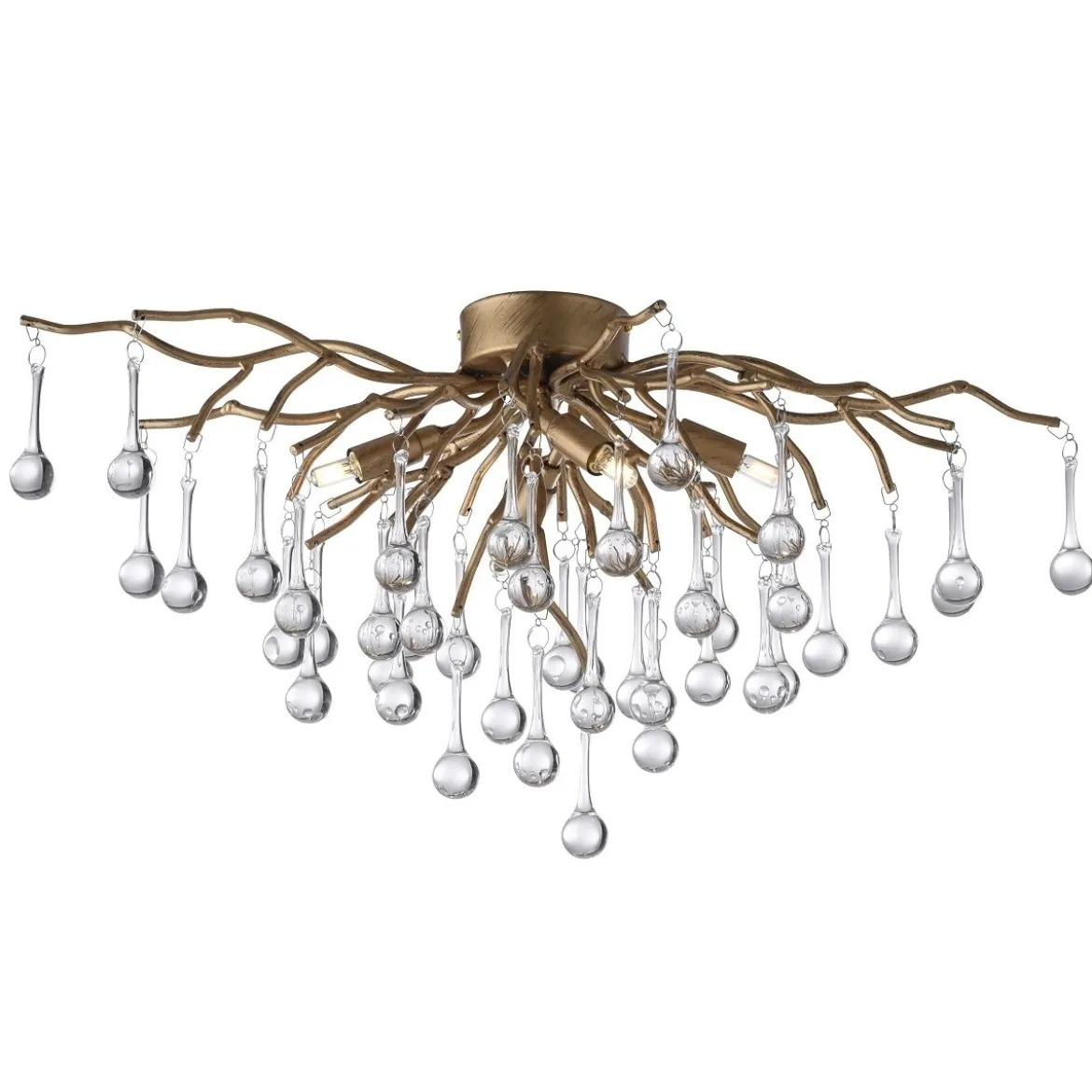 Paul Neuhaus 8090-11 ICICLE Deckenleuchte 4-flammig Altmessing mit Glasbehang