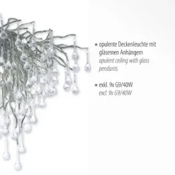 Paul Neuhaus 8091-55 ICICLE Deckenleuchte silberfarbig Glasbehang