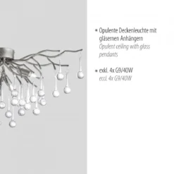 Paul Neuhaus 8090-55 ICICLE Deckenleuchte 4-flammig silber mit Glasbehang