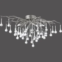 Paul Neuhaus 8090-55 ICICLE Deckenleuchte 4-flammig silber mit Glasbehang