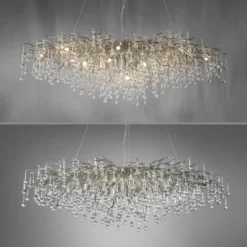 Paul Neuhaus 2031-55 ICICLE Kronleuchter stahl silber 15-flammig G9