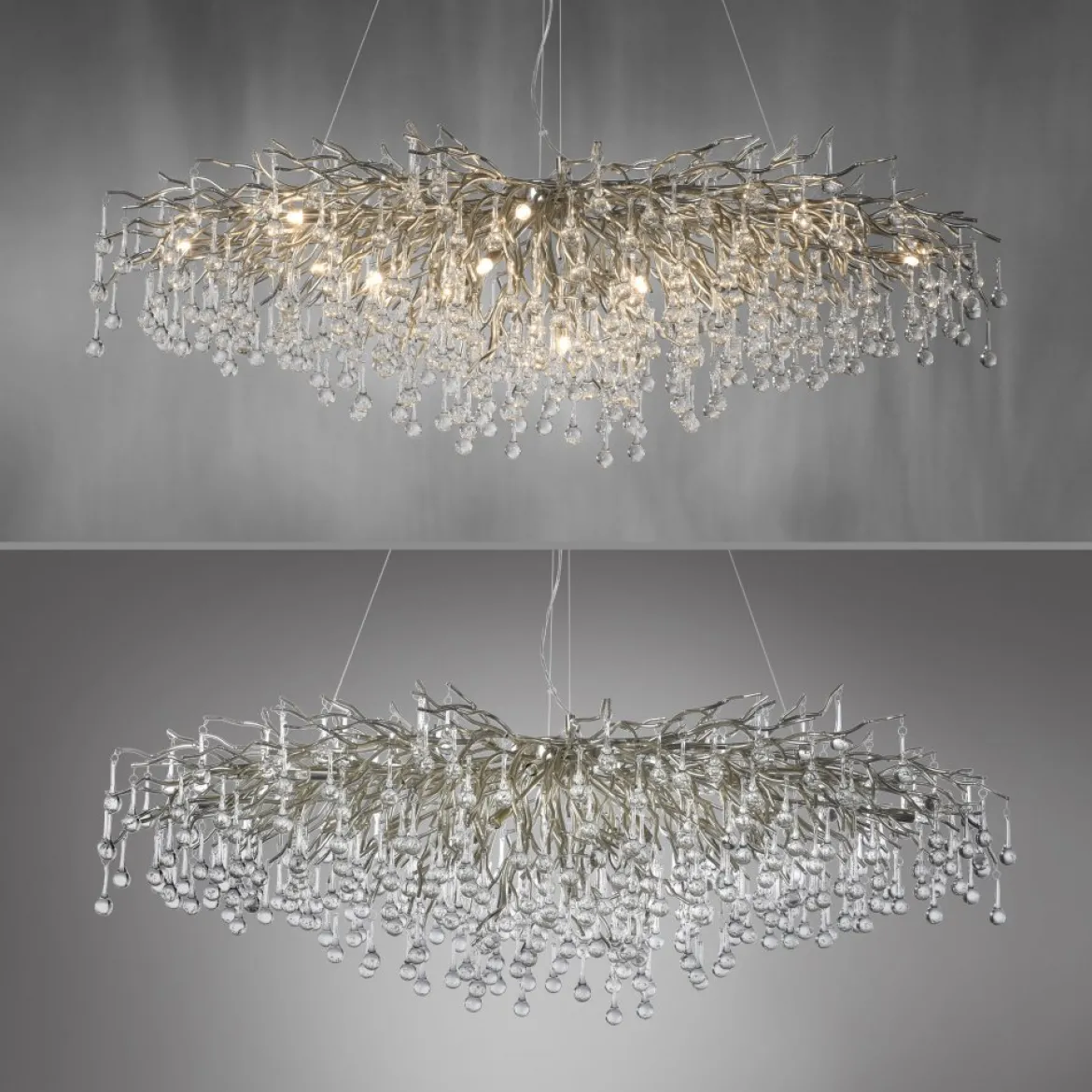 Paul Neuhaus 2031-55 ICICLE Kronleuchter stahl silber 15-flammig G9