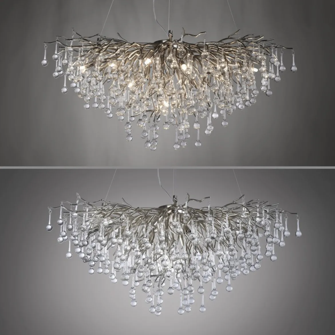 Paul Neuhaus 2192-55 ICICLE Kronleuchter stahl silber 10-flammig G9