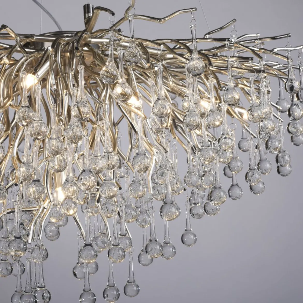 Paul Neuhaus 2192-55 ICICLE Kronleuchter stahl silber 10-flammig G9