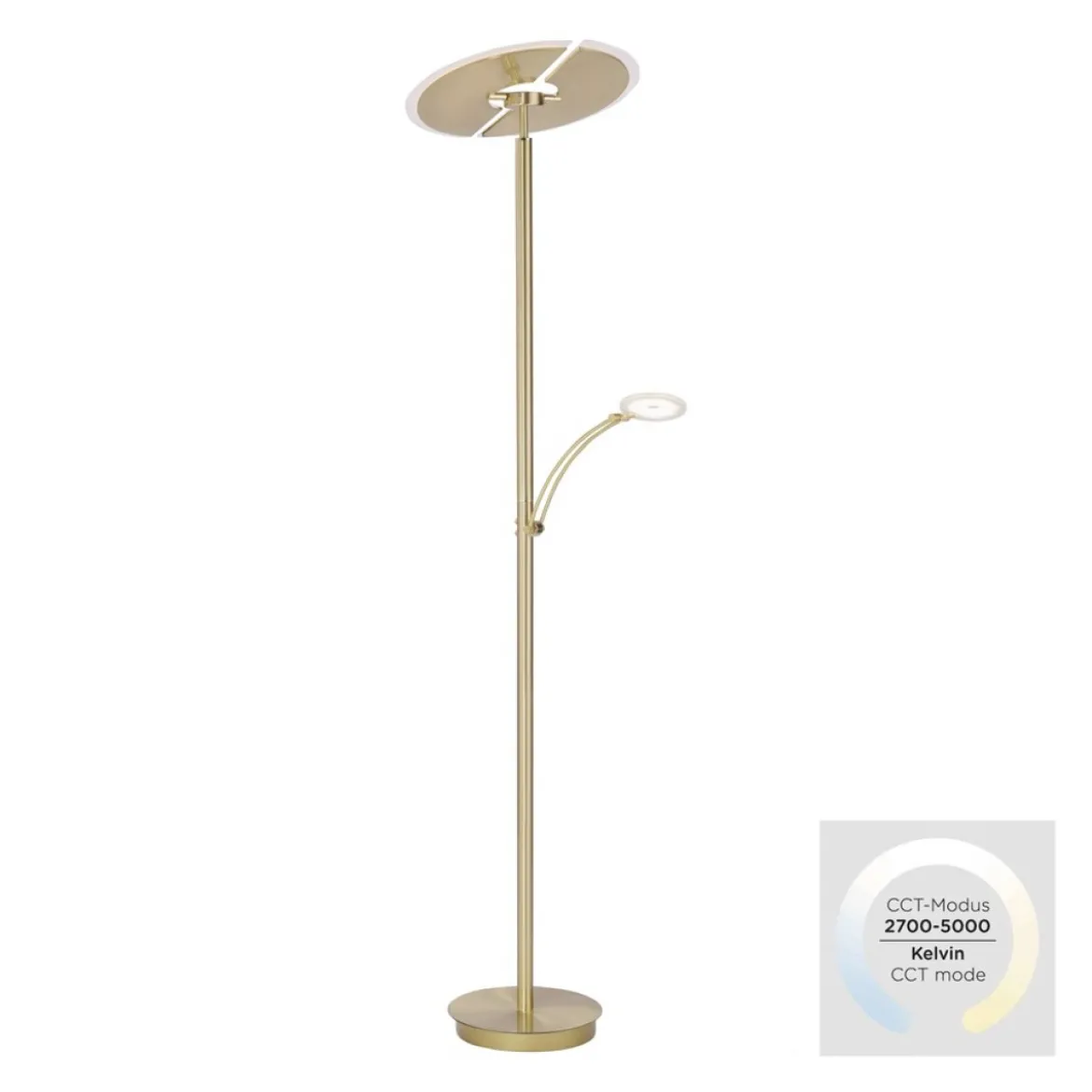 Paul Neuhaus 673-60 LED Deckenfluter messingfarben Lesearm CCT mit Memoryfunktion
